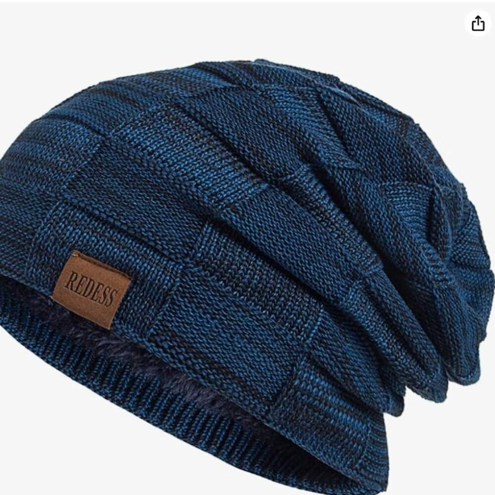 REDESS Beanie Hat for Men and Women Winter Warm  Knit Slouchy Blue